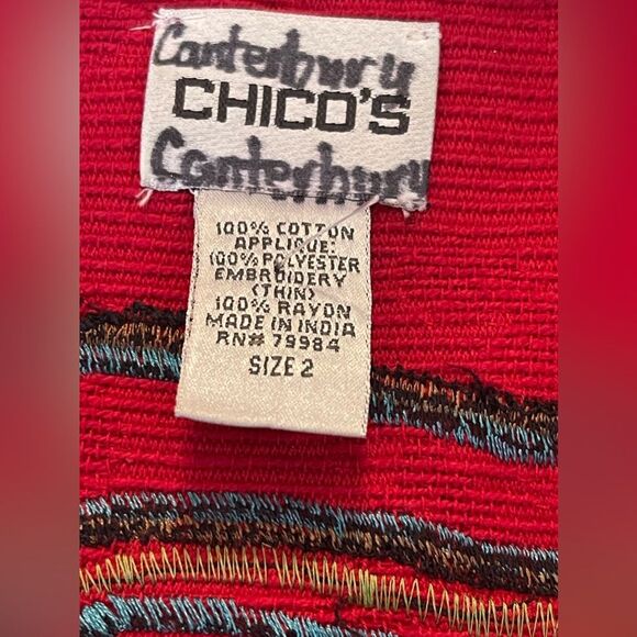 CHICO'S embroidered applique denim trimmed semi-cropped Jacket Size 2 US Medium - Picture 6 of 8